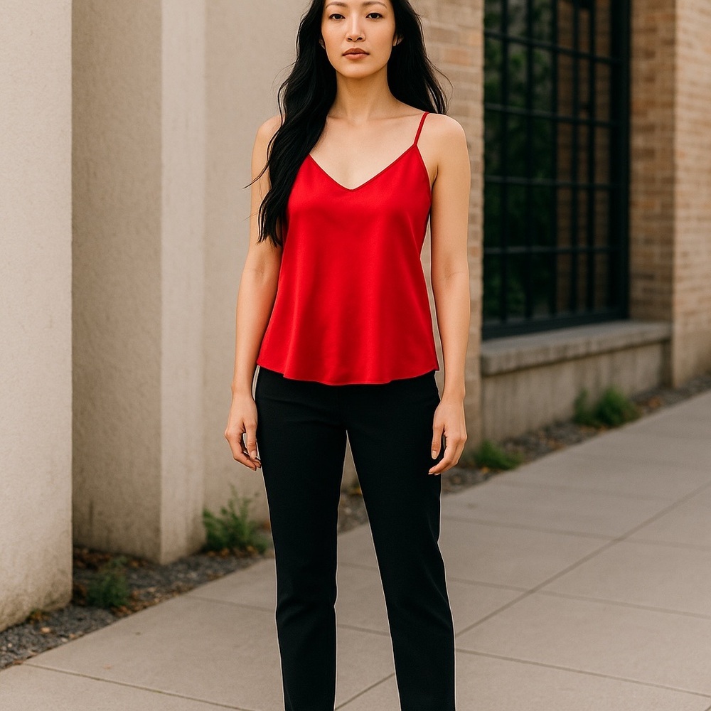 J. Crew Red Satin Camisole Top